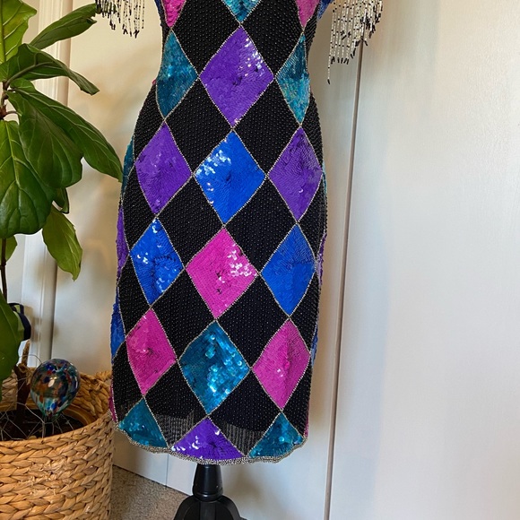 Vintage Beaded Gown | Silk Dress | Harley Quinn - Picture 6 of 16